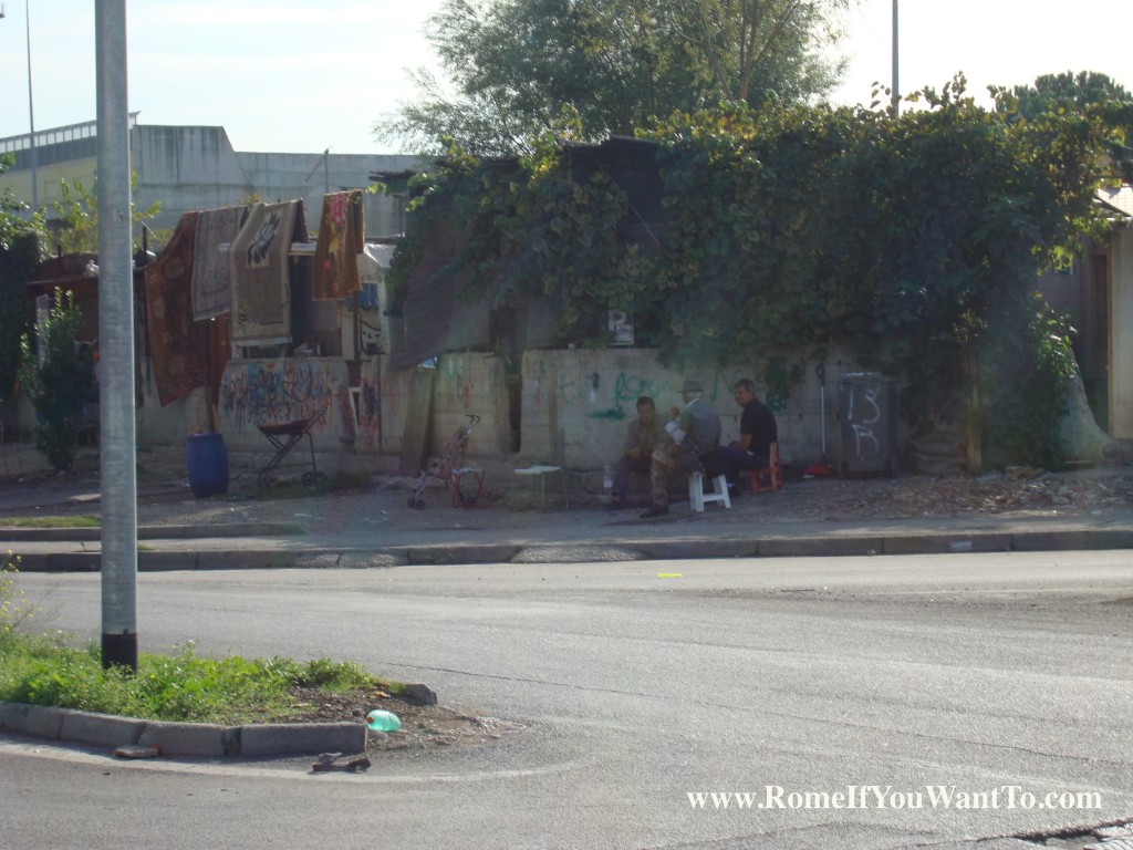 The gypsy camp just steps from the Roma immigration office/police station.