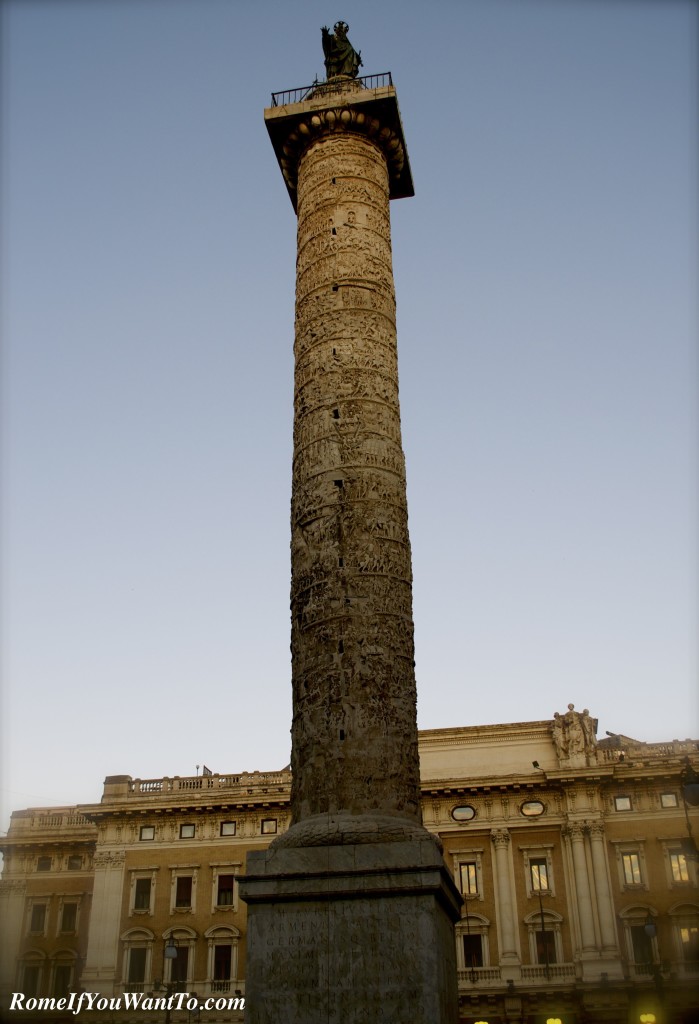 Column of Marcus Aurelius, at dusk, Rome