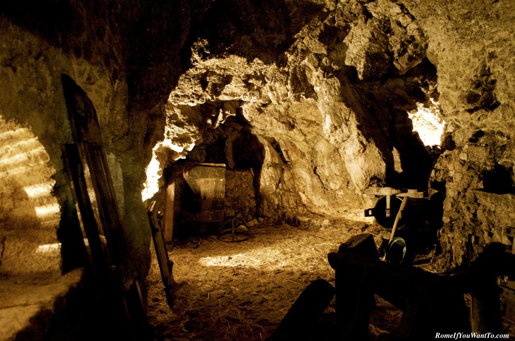 The foundations of the ancient village are visible behind the Reception desk. 