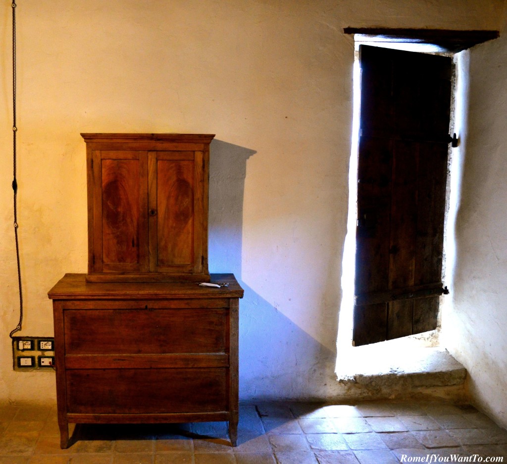 The entrance to my three-room suite is that old wooden door on the right. 